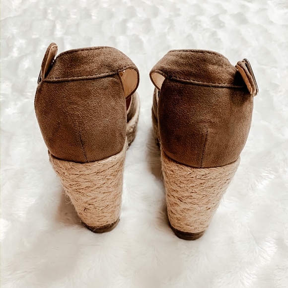 Brown/Tan Platform Wedge Espadrille Sandal - Picture 5 of 6